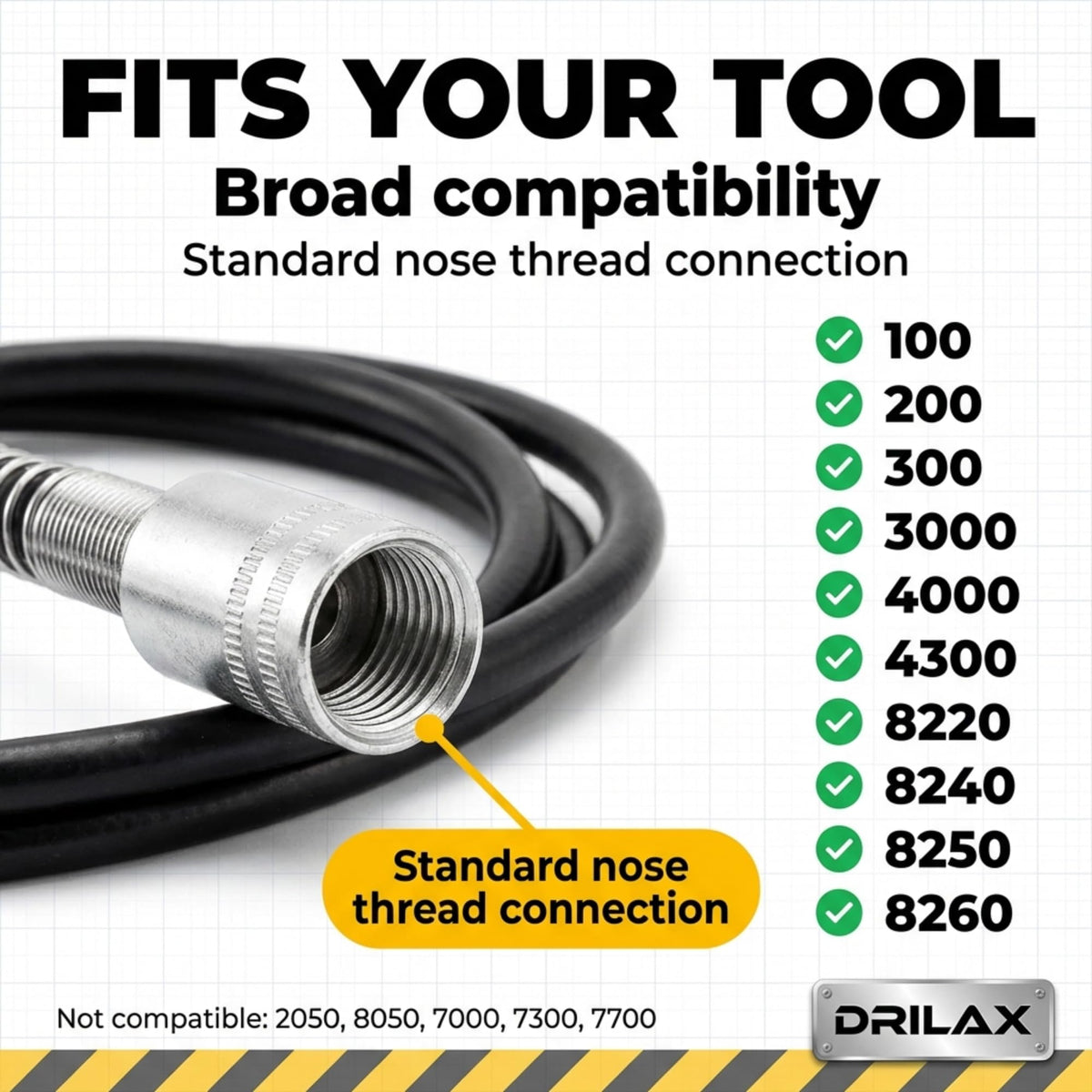 Flex shaft standard nose thread and compatible model list