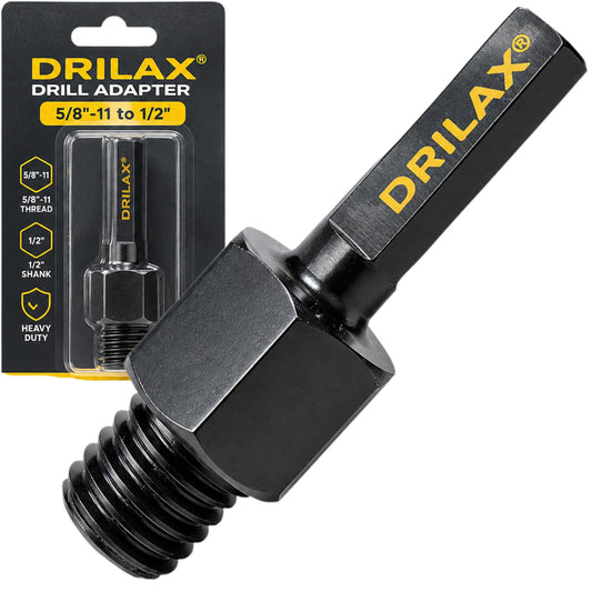 5/8-11 to 1/2 inch drill adapter with triangle shank and package