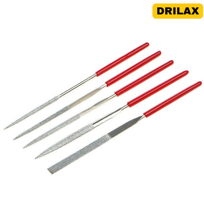 5 diamond needle files laid out at an angle