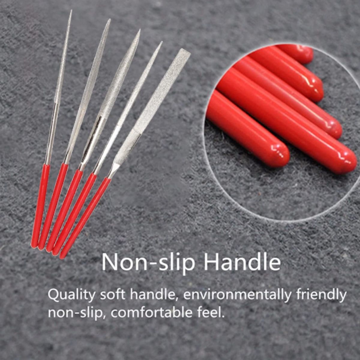 Diamond needle files with soft non-slip handles