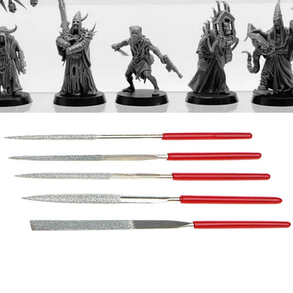 5-piece needle file set with painted miniature figures