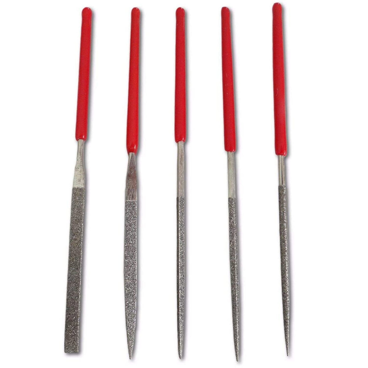 5-piece diamond needle file set with red handles
