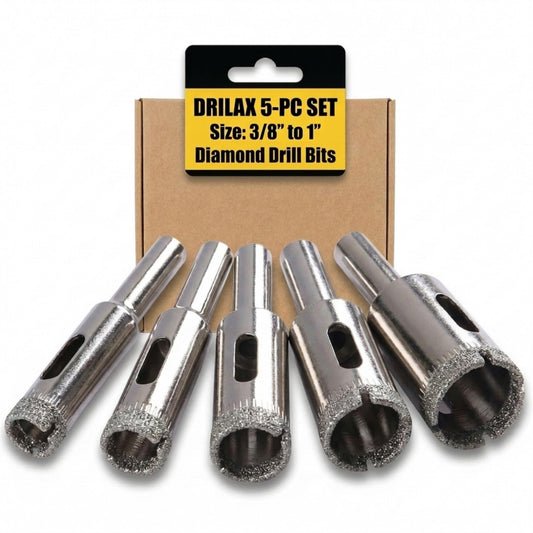 5-piece diamond drill bit set, 3/8 to 1 inch