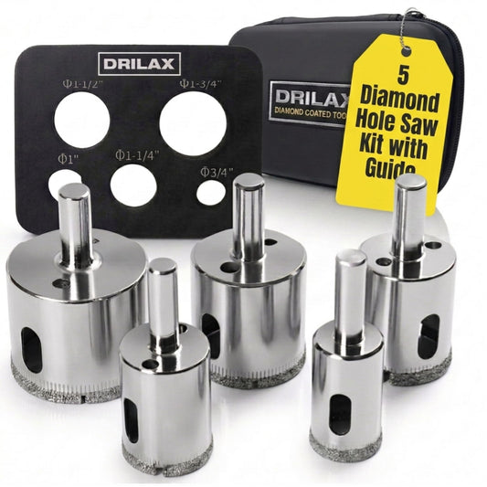 5-piece diamond hole saw kit with guide template and case