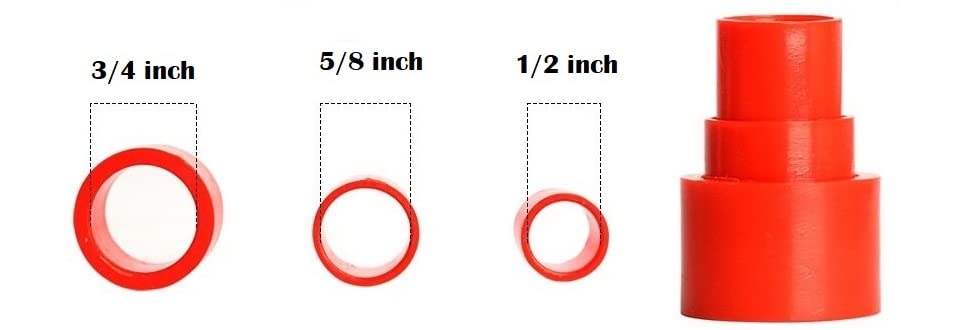 Included reducer rings: 3/4, 5/8 and 1/2 inch