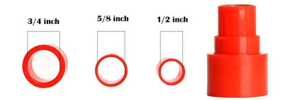 Included reducer rings: 3/4, 5/8 and 1/2 inch