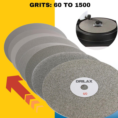 Diamond flat lap discs in grits from 60 to 1500 for flat lap machines