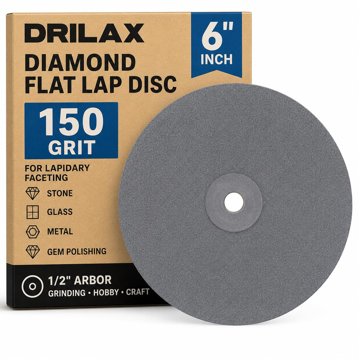 6 inch 150 grit diamond flat lap disc in package