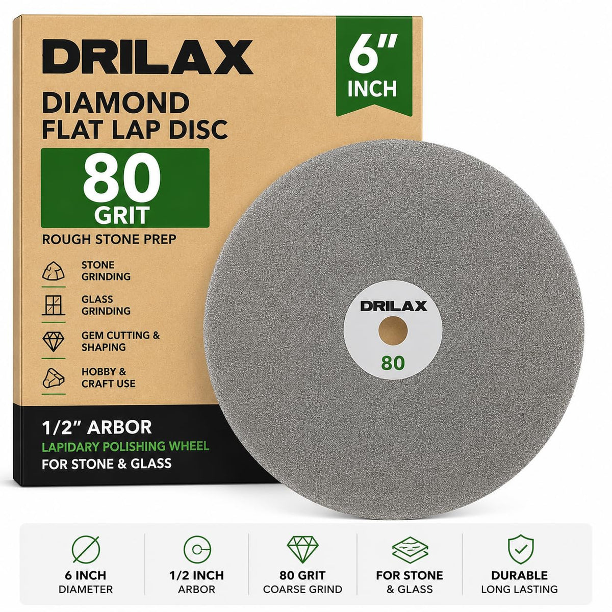 80 grit for rough stone prep: stone and glass grinding, gem cutting and shaping