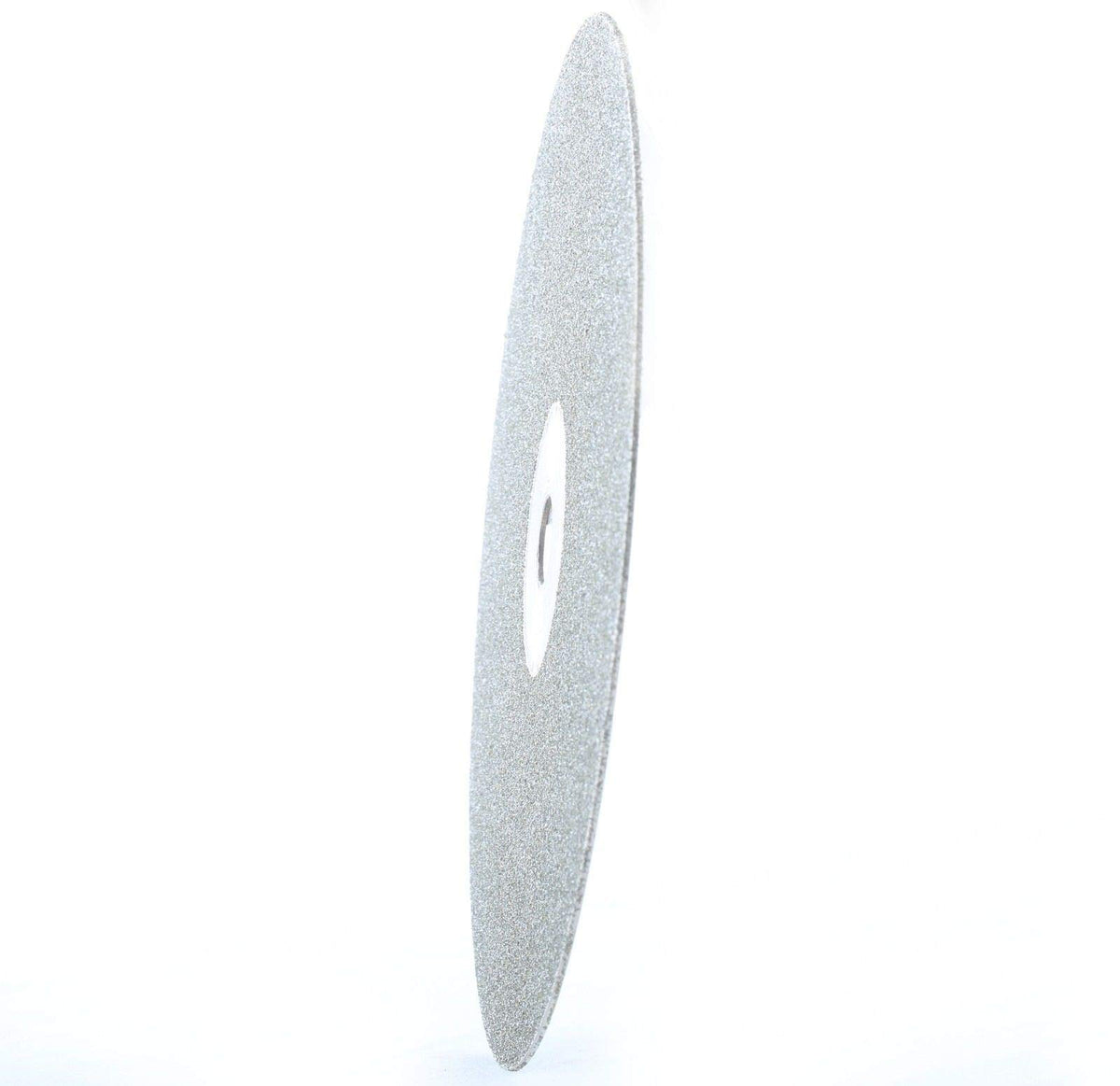 Thin, flat steel disc, side view