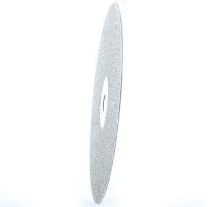 Thin, flat steel disc, side view