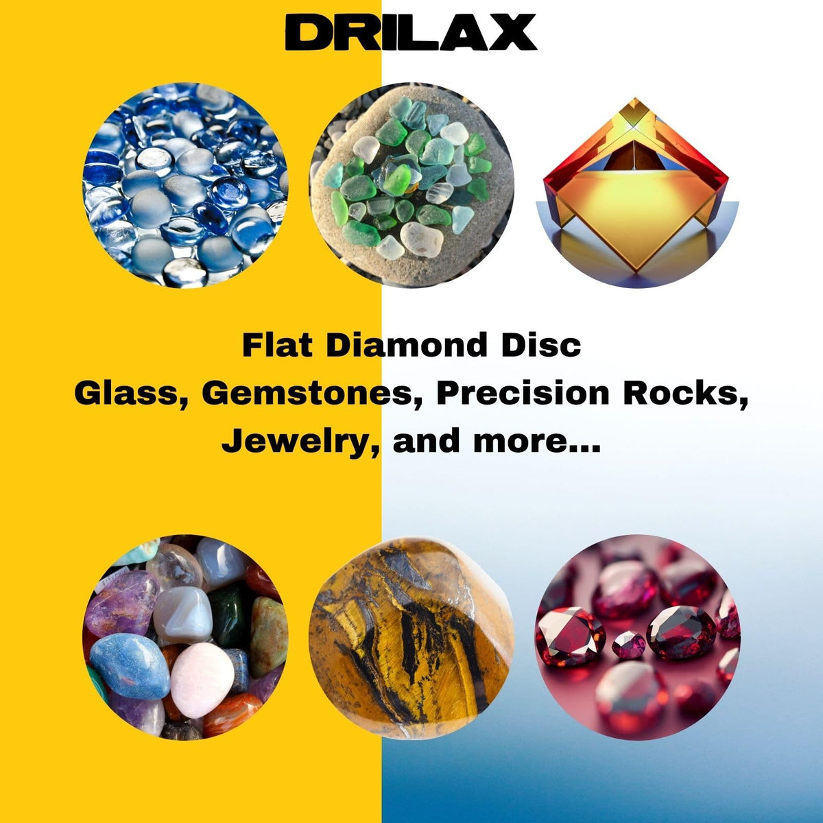 Flat diamond disc for glass, gemstones, rocks and jewelry