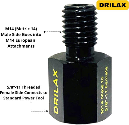 Drilax Angle Grinder Attachment M14 Adapter 5/8 inch 11 Female to M14 Male
