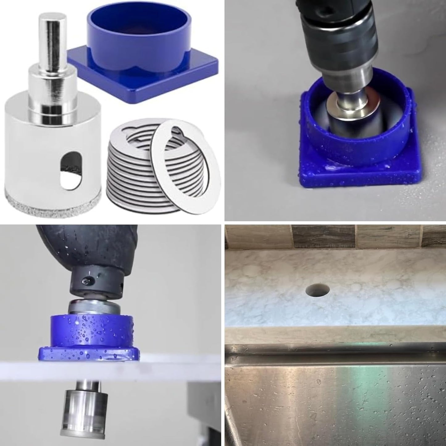 Drilax 1-3/8" Diamond Hole Saw Kit – With Water Delivery & Precision Guide for Granite, Tile, Quartz & Glass
