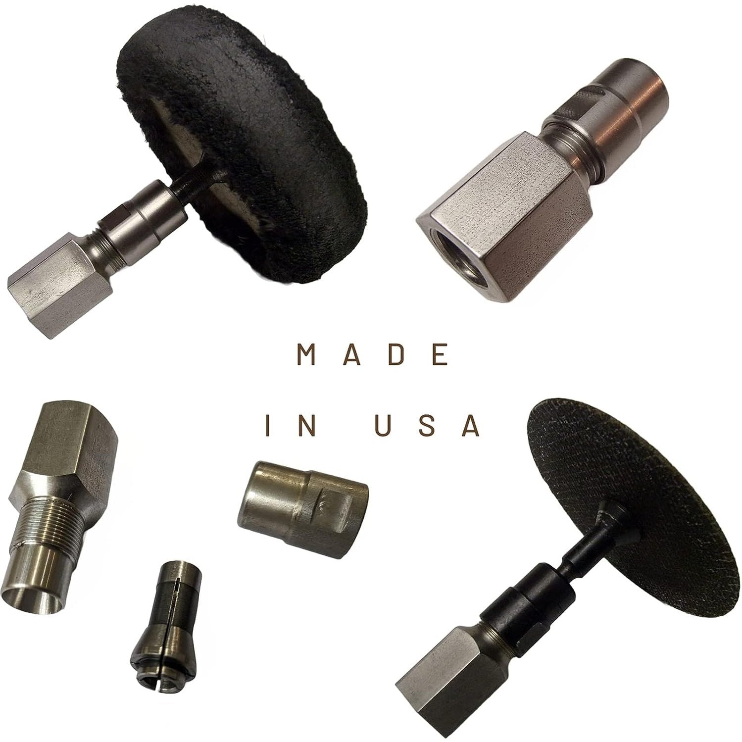 Drilax Flapper Adapter 5/8 UNC Thread with 1/4" Collet - Turns Angle Grinders Into Rotary Tools for Running Carbide Burrs and Flapper Wheels Made in USA Compatible with Dewalt, Makita, Bosch, Metabo drilax-tools