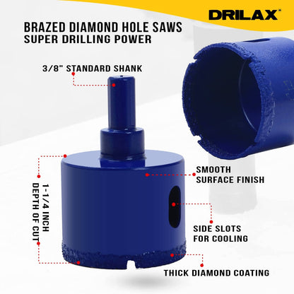 1-3/4 Inch Diamond Hole Saw Drill Bit for Tile, Glass, Granite & Quartz
