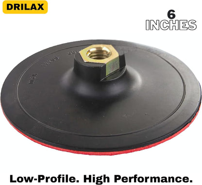 Drilax 6 Inch Hook and Loop Backing Pad for Angle Grinders &amp; Sanders - 5/8-11 Thread