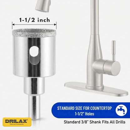 1-1/2 Inch Diamond Hole Saw with Water Delivery System Guide Easy Drilling