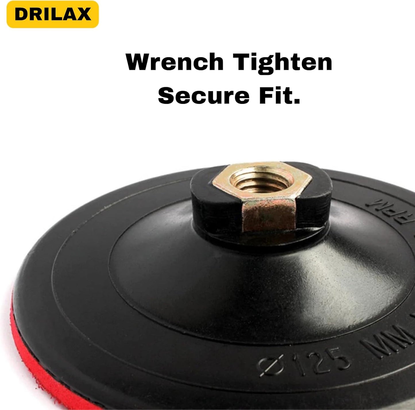 Drilax 5" Hook and Loop Backing Pad | Rigid, Low-Profile | 5/8"-11 Thread Fit