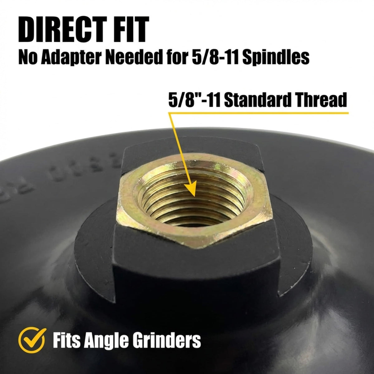 Direct fit on 5/8-11 grinder spindles