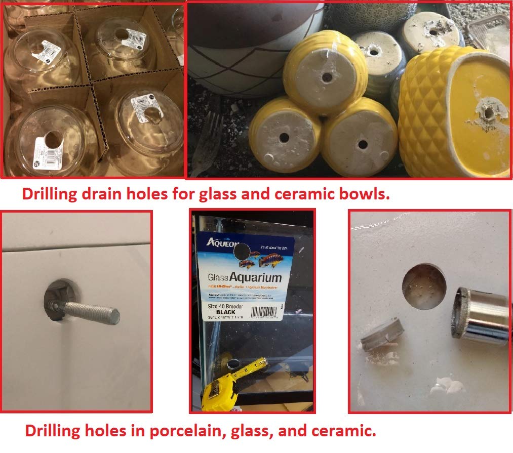 Drilling drain holes in glass and ceramic bowls and porcelain