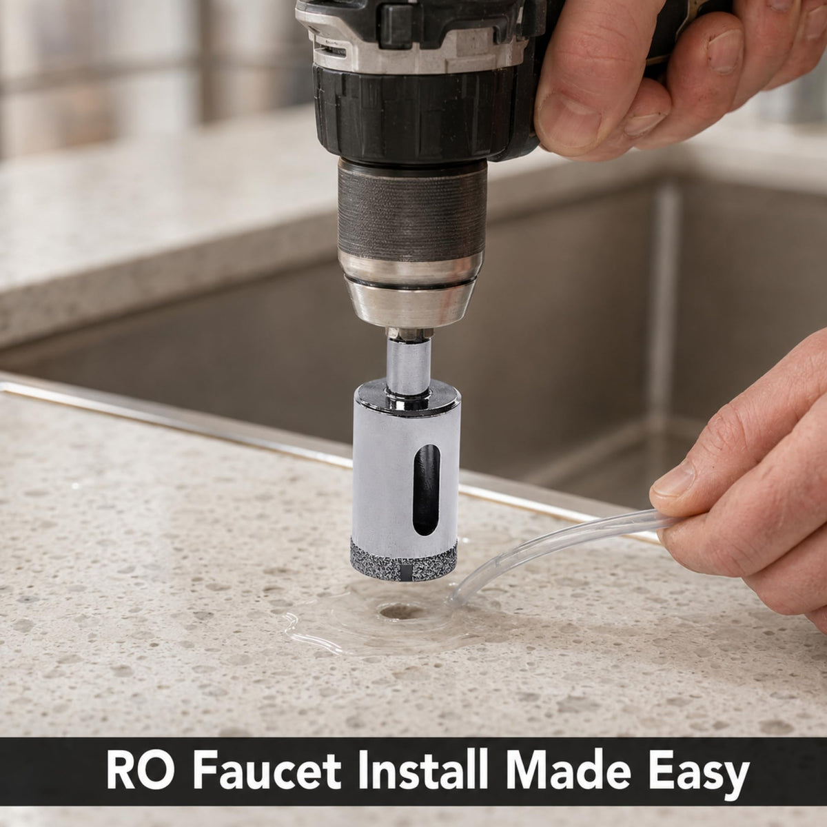 Drilling a countertop for an RO faucet