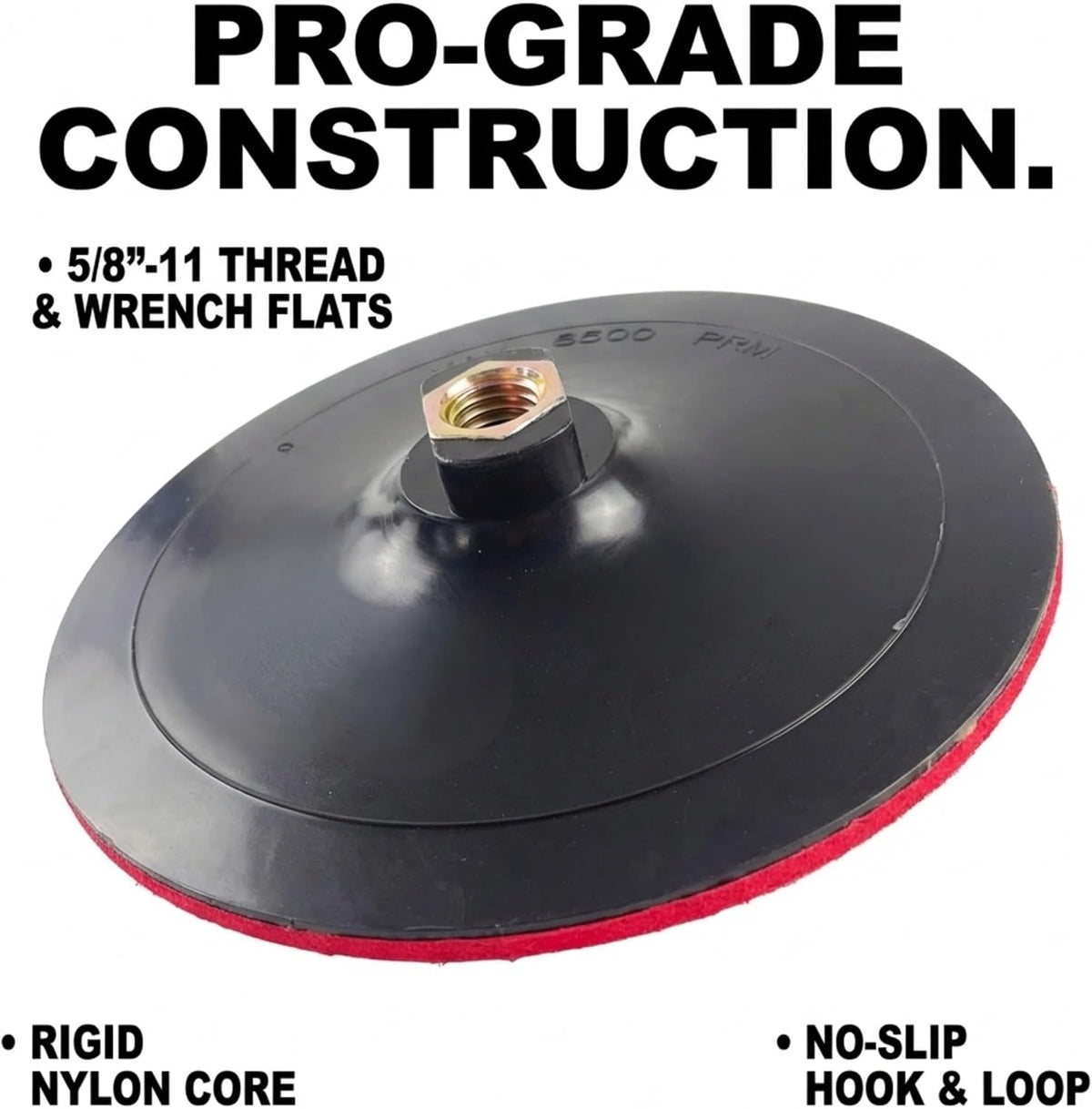 Drilax 7" Hook and Loop Backing Pad | Rigid, Low-Profile | 5/8"-11 Thread Fit