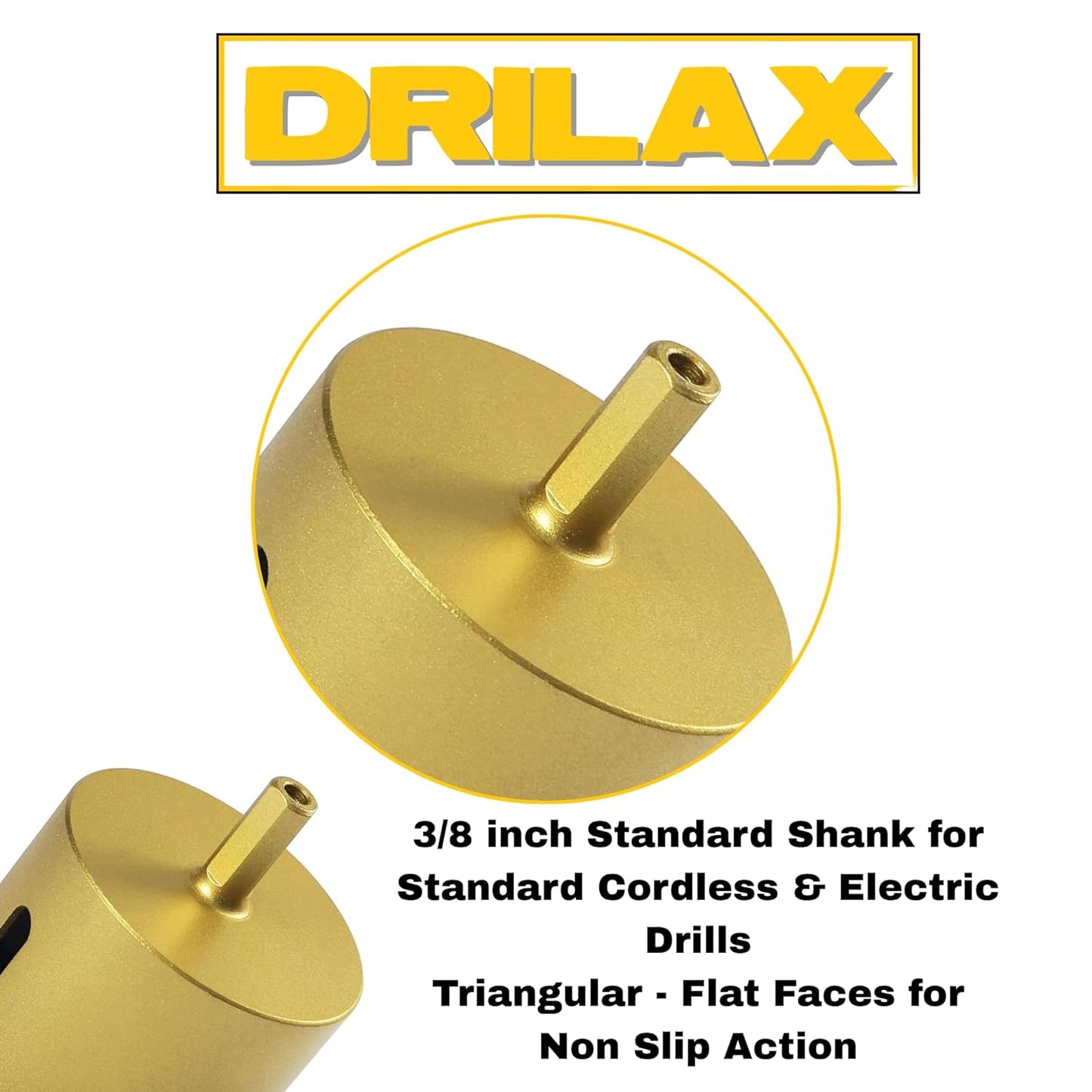 Drilax 2-1/2" Diamond Masonry Hole Saw – Deep Cut Core Bit for Brick, Concrete & Basement Walls – 2" Depth, 3/8" Shank – AC Vents, Conduits, Posts