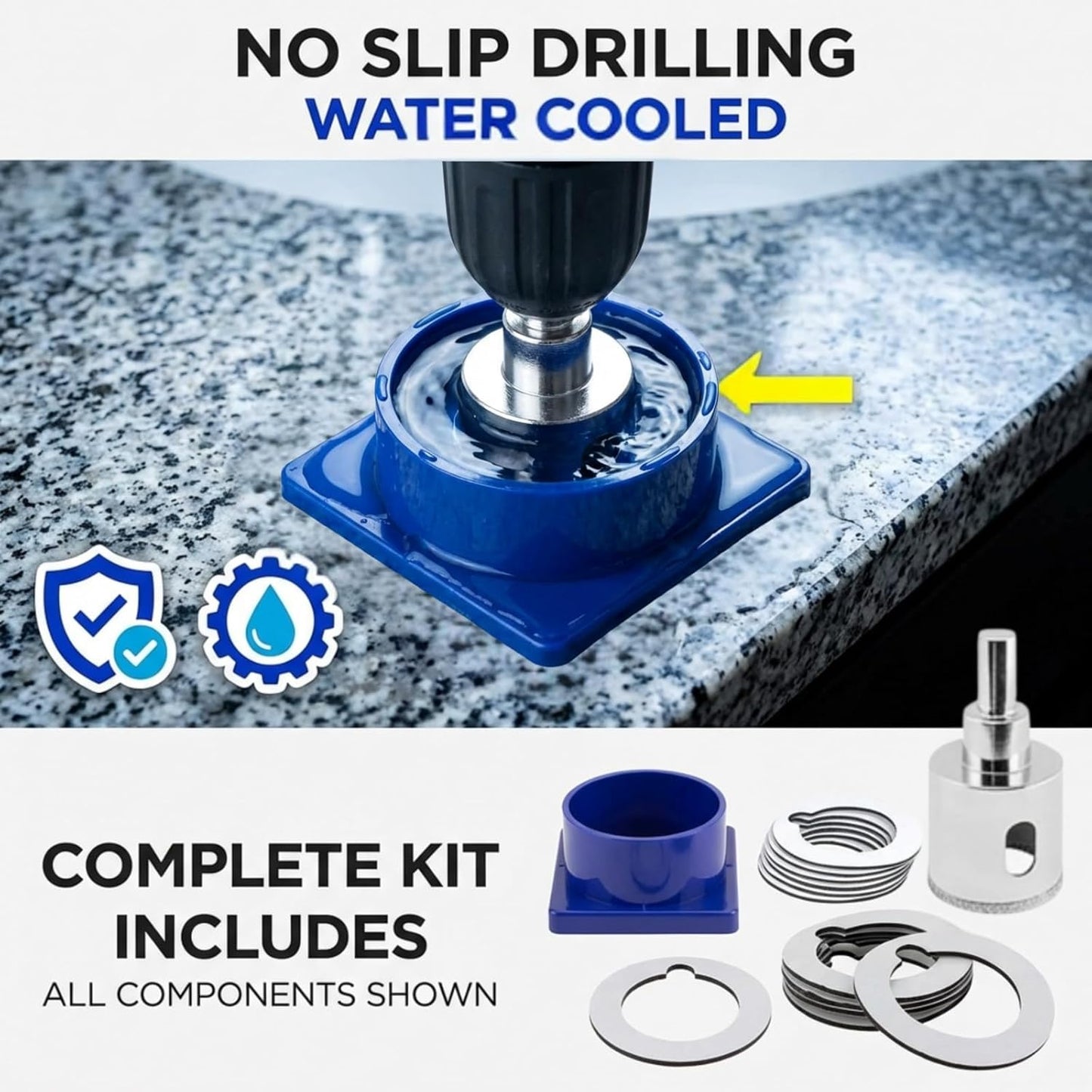1-1/2 Inch Diamond Hole Saw with Water Delivery System Guide Easy Drilling
