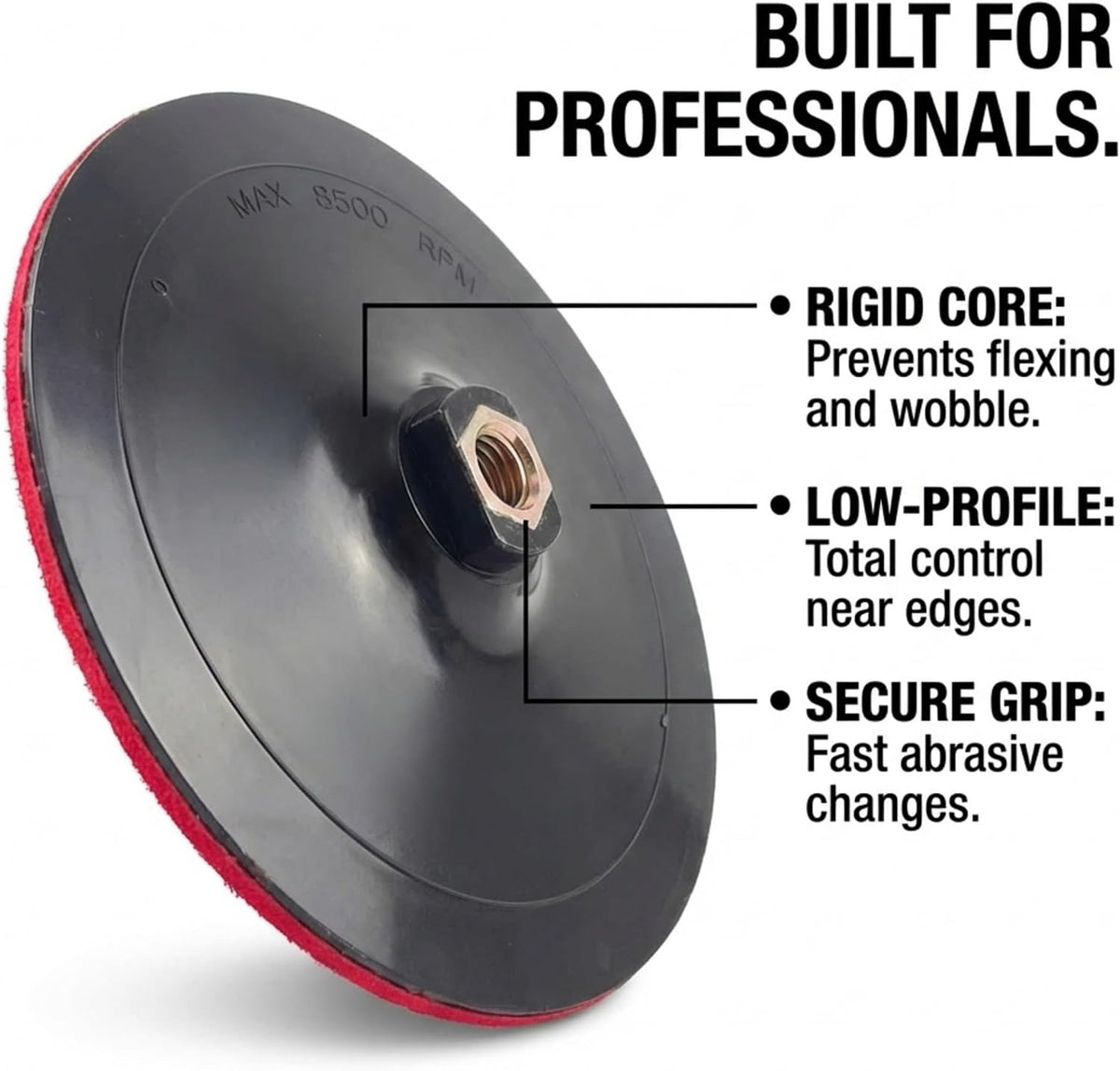 Drilax 7" Hook and Loop Backing Pad | Rigid, Low-Profile | 5/8"-11 Thread Fit