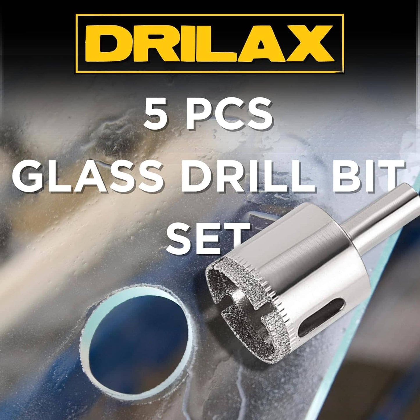 Drilax 3/4" Diamond Drill Bit Hole Saw Set – 5‑Pack Wet Drilling Bits for Ceramic, Porcelain, Glass, Granite & Quartz