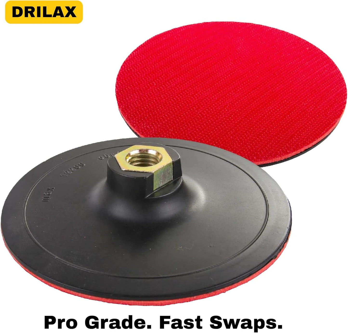 Drilax 5" Hook and Loop Backing Pad | Rigid, Low-Profile | 5/8"-11 Thread Fit