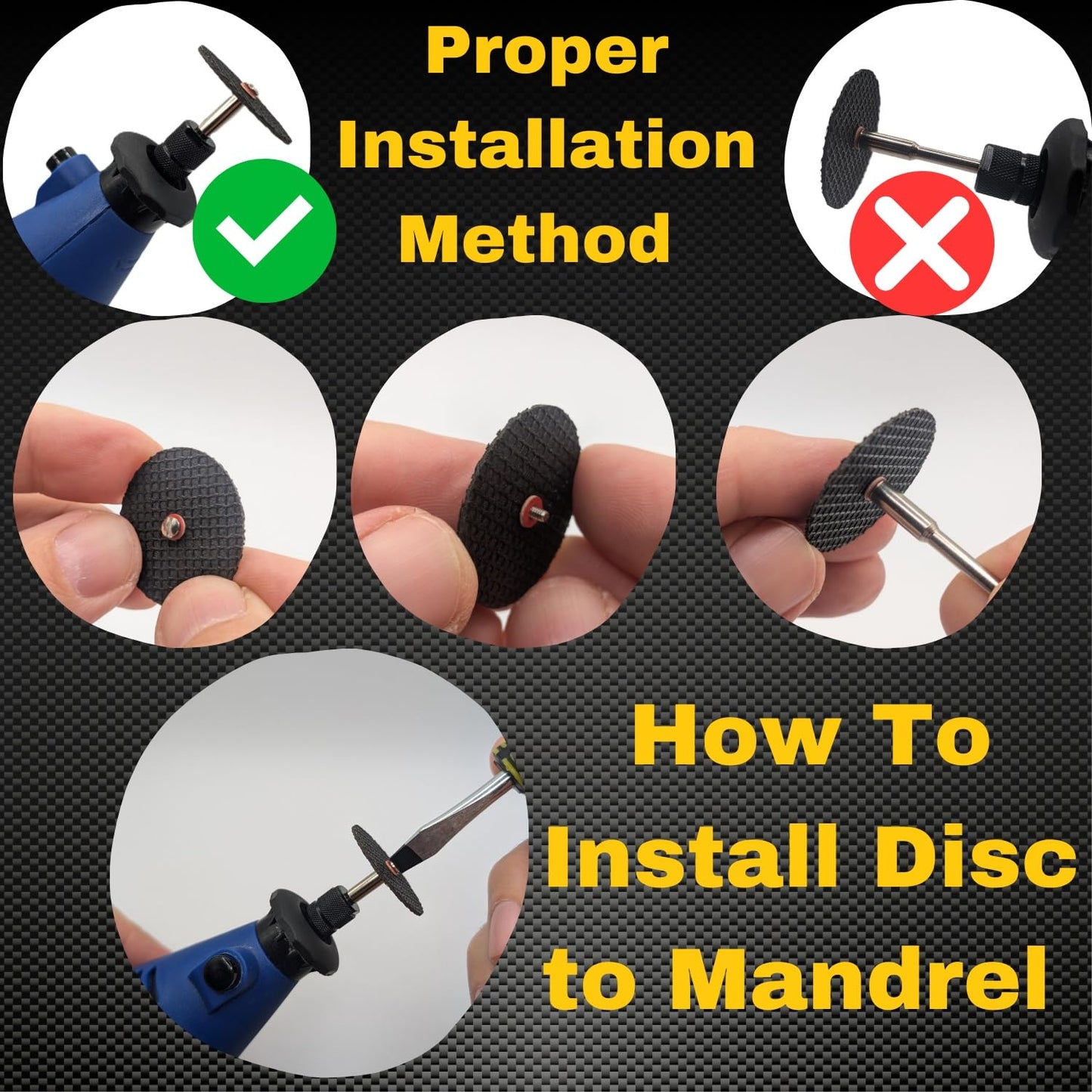 Fiberglass Reinforced Cut-off Wheels 100 Pieces 1 1/4 inch Diameter Abrasive Cutting Tool Disc with 8 Mandrels Included Rotary Discs Compatible With Dremel 426 426b drilax-tools