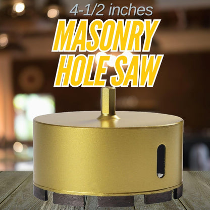 Drilax 4-1/2" Dry Core Diamond Masonry Hole Saw with Locator Guide – 3/8" Shank for Brick, Concrete, Stone