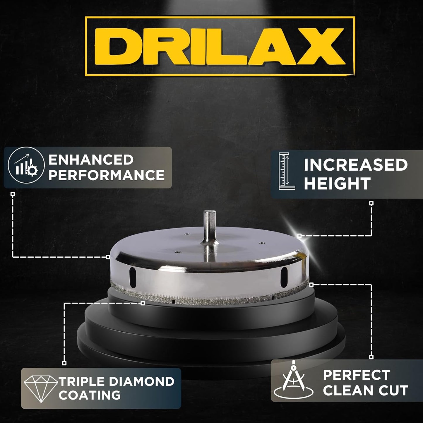 Drilax 7" Diamond Hole Saw for Tile, Glass, Stone | Toilet Cutouts, Large Drains & Vents