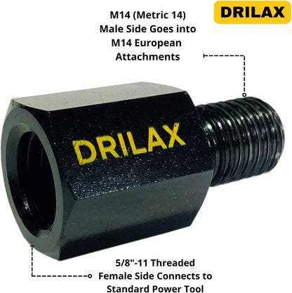 Drilax Angle Grinder Attachment M14 Adapter 5/8 inch 11 Female to M14 Male