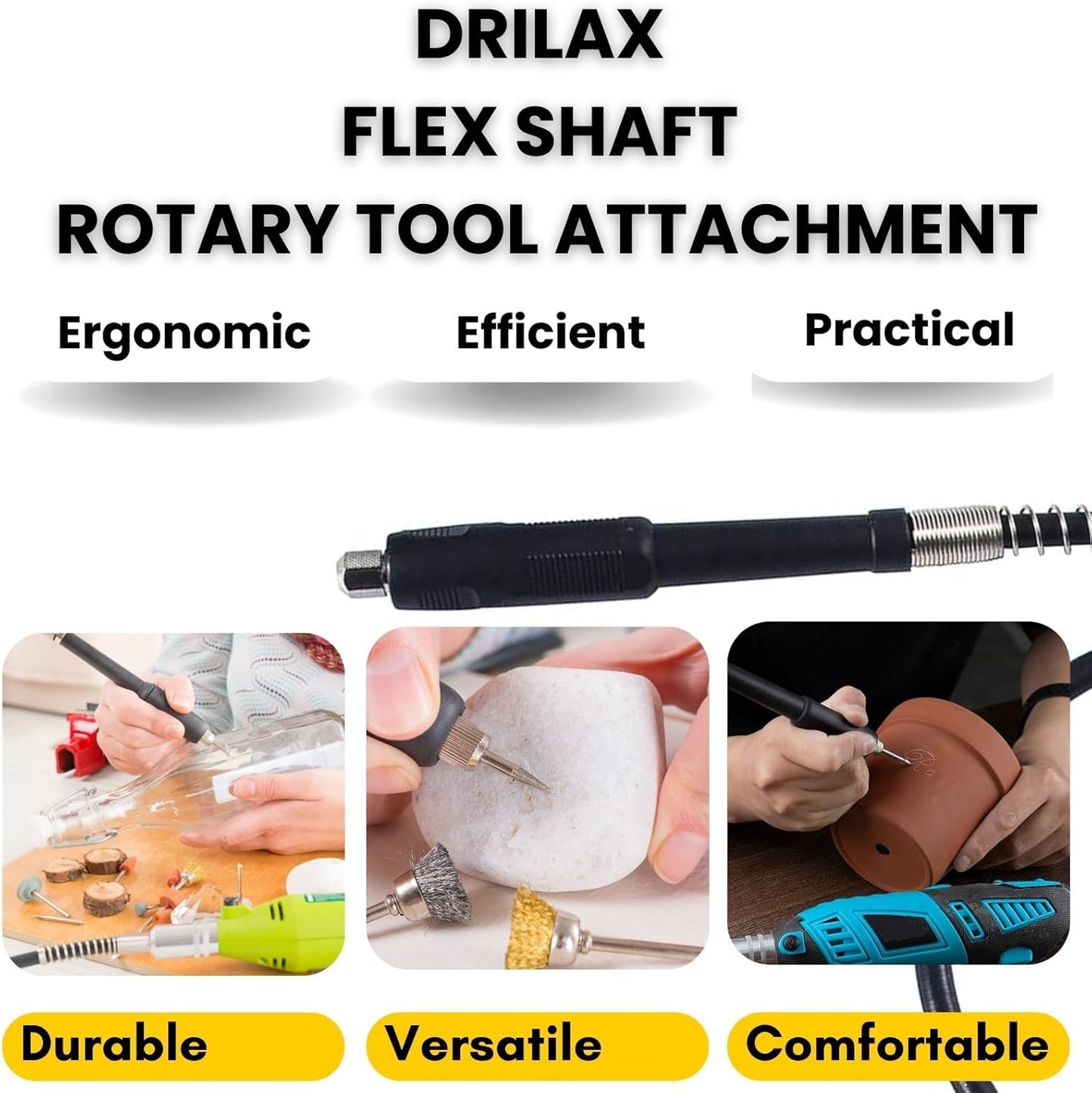 Drilax 42" Flex Shaft Rotary Tool Attachment – Compatible with Dremel for Carving, Engraving & Polishing