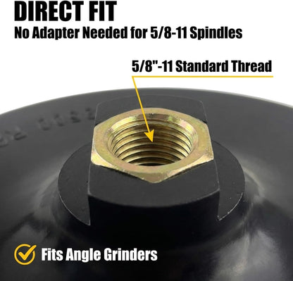 Drilax 7" Hook and Loop Backing Pad | Rigid, Low-Profile | 5/8"-11 Thread Fit