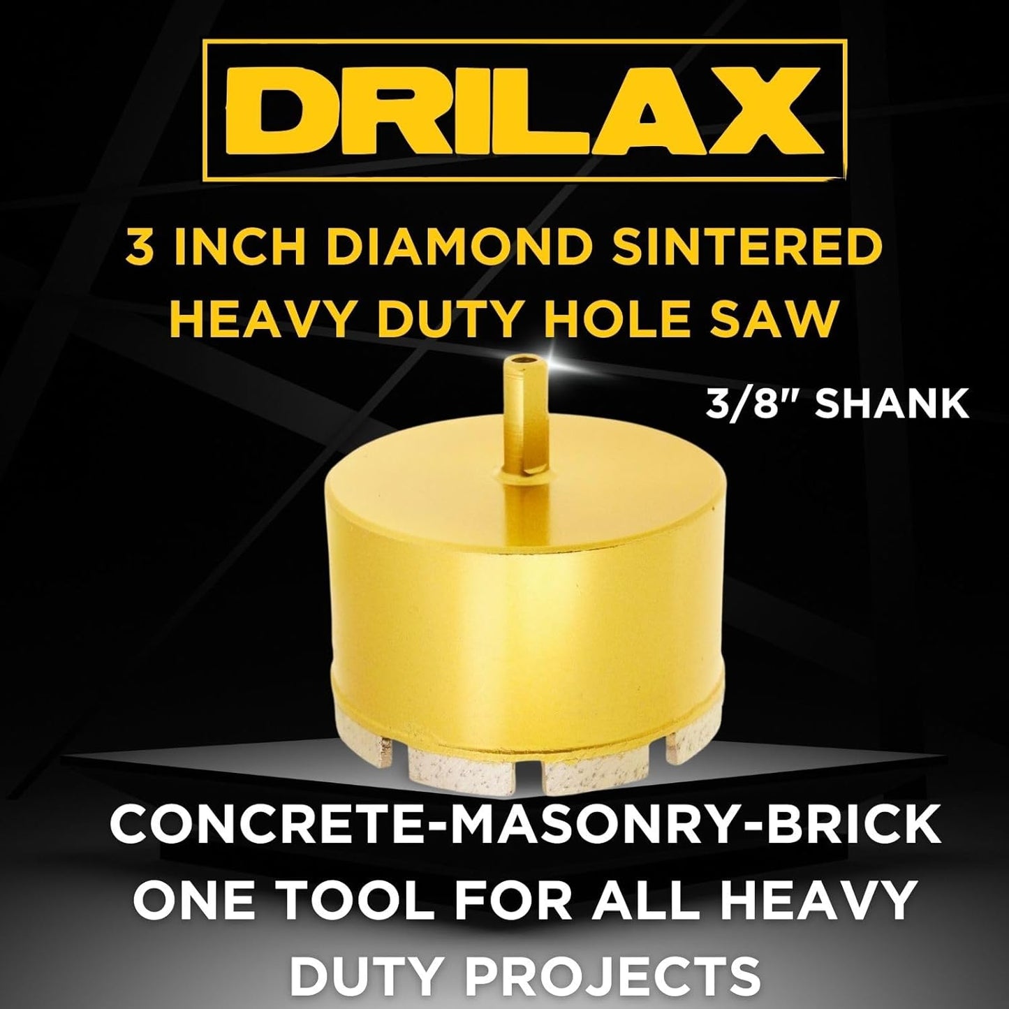 Drilax 3" Diamond Hole Saw for Concrete & Masonry | 2" Deep | Locator Guide