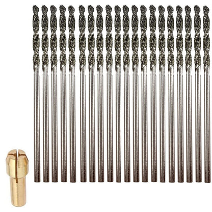 Diamond Drill Bit 1.5mm Set 20 Pcs Jewelry Beach Sea Glass Shells Gemstones 20 Pieces Twist Bits Kit Pack by Drilax