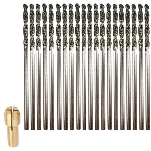 Diamond Drill Bit 1.5mm Set 20 Pcs Jewelry Beach Sea Glass Shells Gemstones 20 Pieces Twist Bits Kit Pack by Drilax