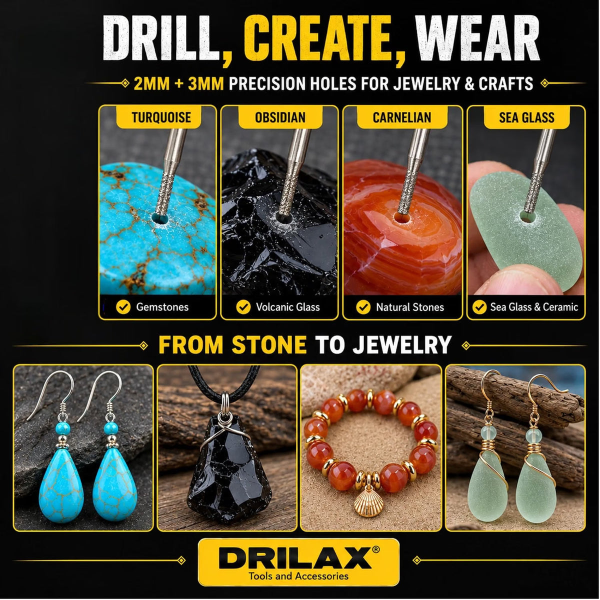 30pc 2mm & 3mm Mixed Cylindrical Diamond Burr Kit | Drilax