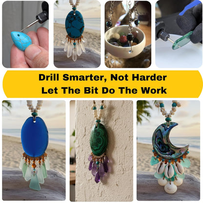 Drilax 30-Piece Diamond Drill Bits – 1mm 2mm 3mm for Sea Glass, Shells, Gemstones & Jewelry  Dremel-Compatible