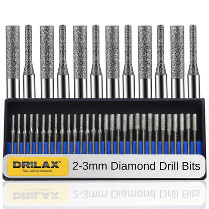30pc 2mm & 3mm Mixed Cylindrical Diamond Burr Kit | Drilax