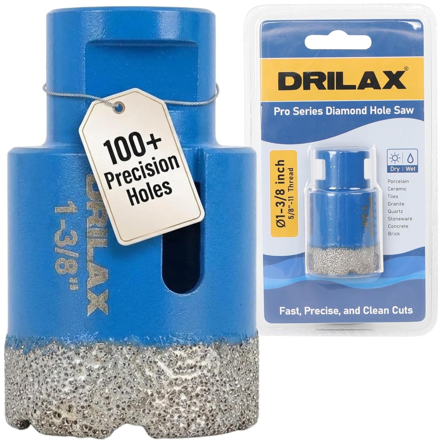 1-3/8 Inch Diamond Hole Saw | 5/8"-11 Angle Grinder | Concrete & Tile