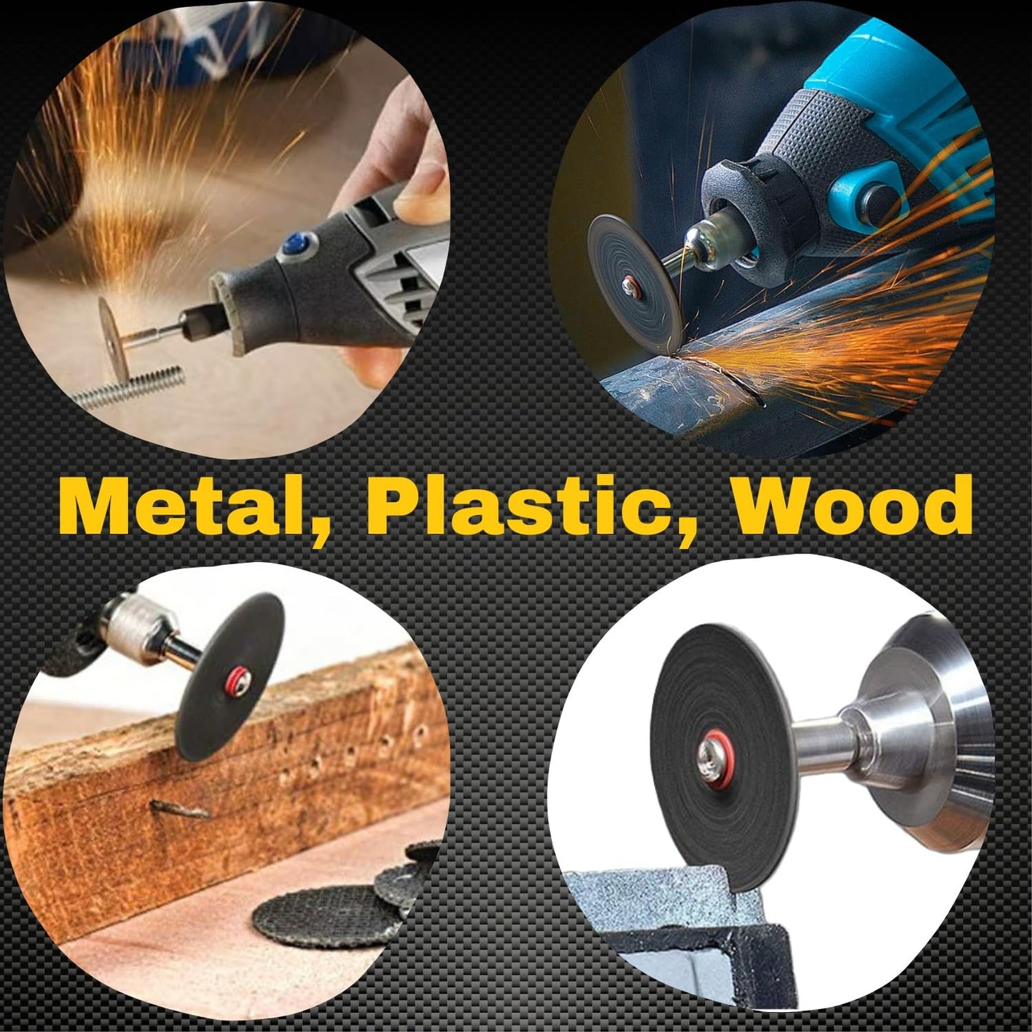 Fiberglass Reinforced Cut-Off Wheels 50 Pieces 1 1/4 inch Diameter Abrasive Cutting Tool Disc with 4 402 Mandrels Included Rotary Discs Compatible with Dremel 426 426b drilax-tools