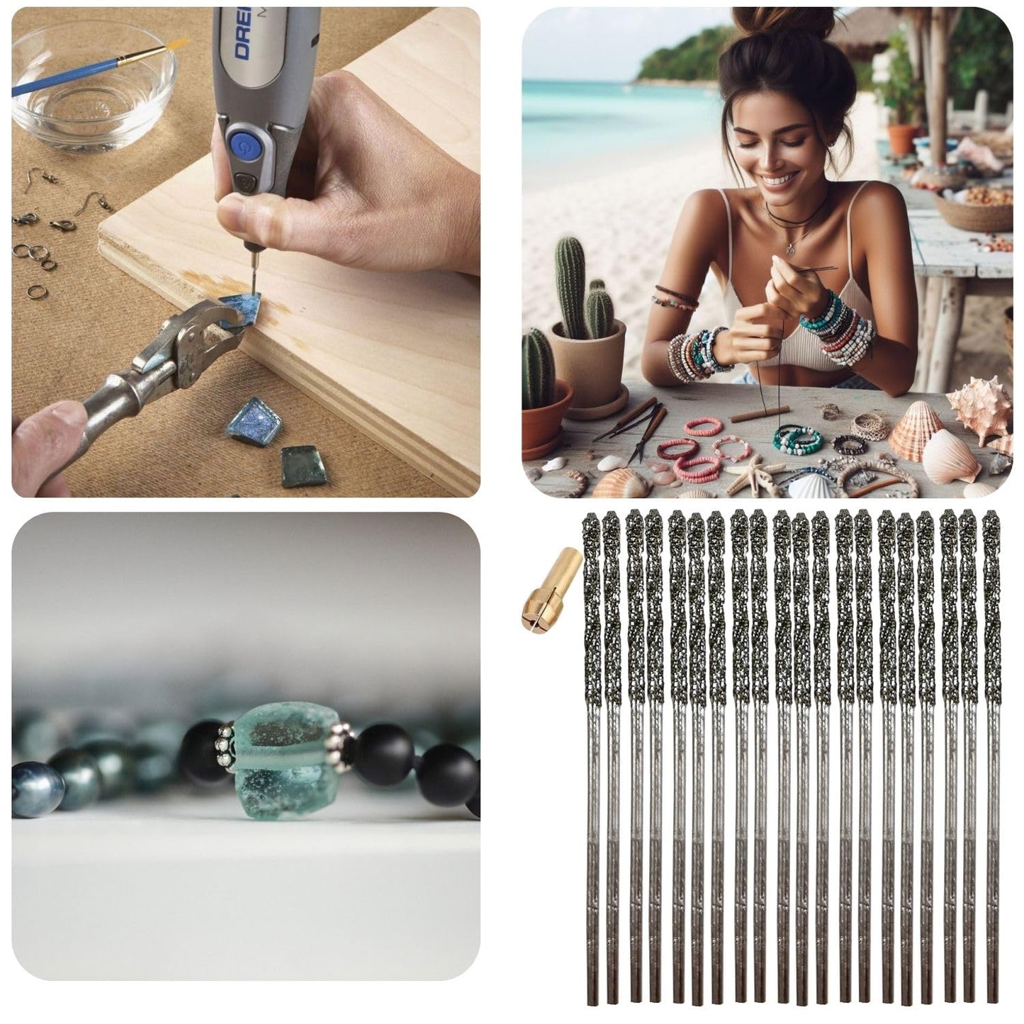 Diamond Drill Bit 1.5mm Set 20 Pcs Jewelry Beach Sea Glass Shells Gemstones 20 Pieces Twist Bits Kit Pack by Drilax