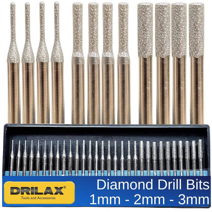 30-Piece Diamond Drill Bit Set (1mm, 2mm, 3mm) for Sea Glass, Shells & Gemstones