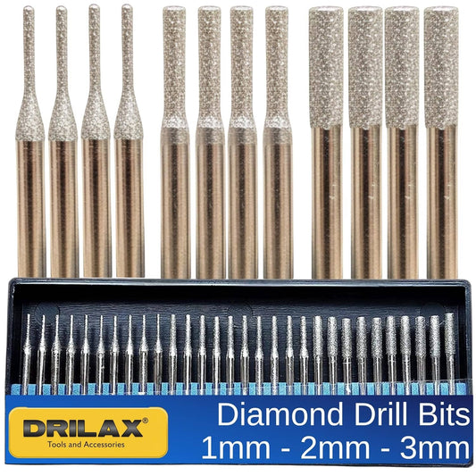 30-Piece Diamond Drill Bit Set (1mm, 2mm, 3mm) for Sea Glass, Shells & Gemstones