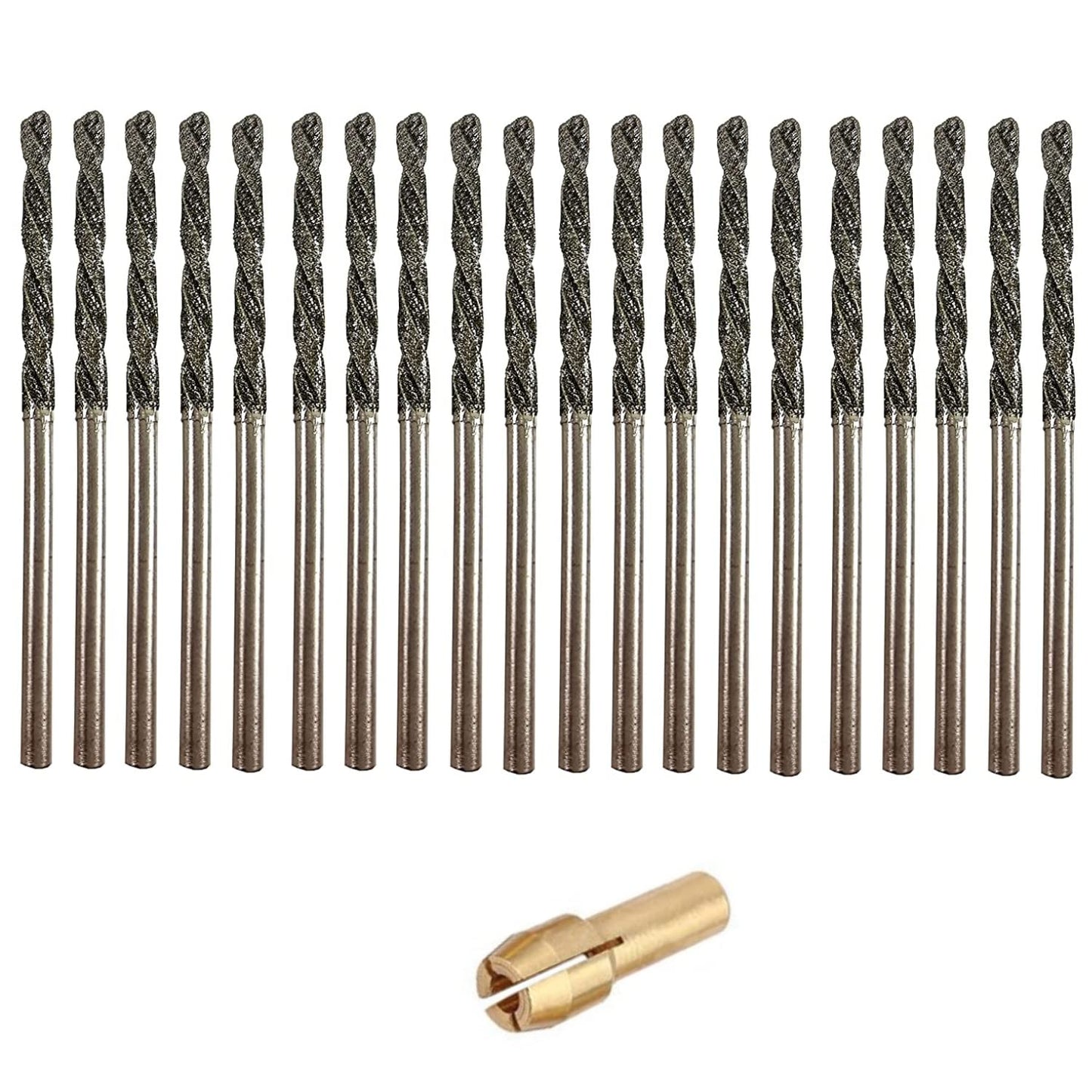 Diamond Drill Bit 2.5mm 20 Pieces Set Twist Tip Glass Drilling Making Jewelry Necklace Earrings Pendants Bracelets with Sea Shells Beach Rocks Ceramic Porcelain Gemstones drilax-tools